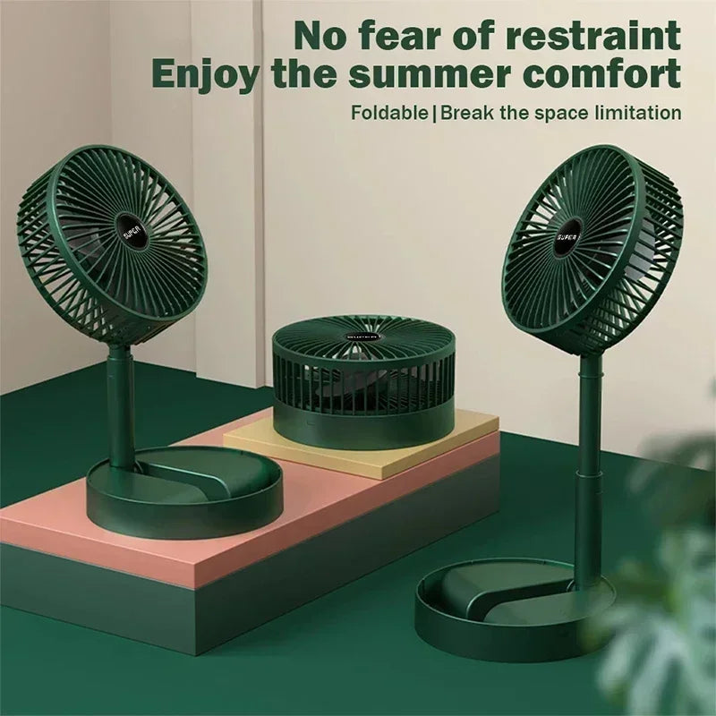 Portable USB Mini Fan - Foldable, Retractable, Low Noise with Long Battery Life