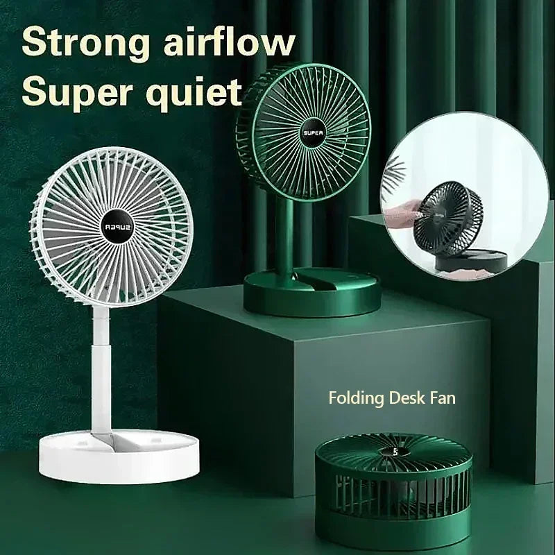 Portable USB Mini Fan - Foldable, Retractable, Low Noise with Long Battery Life