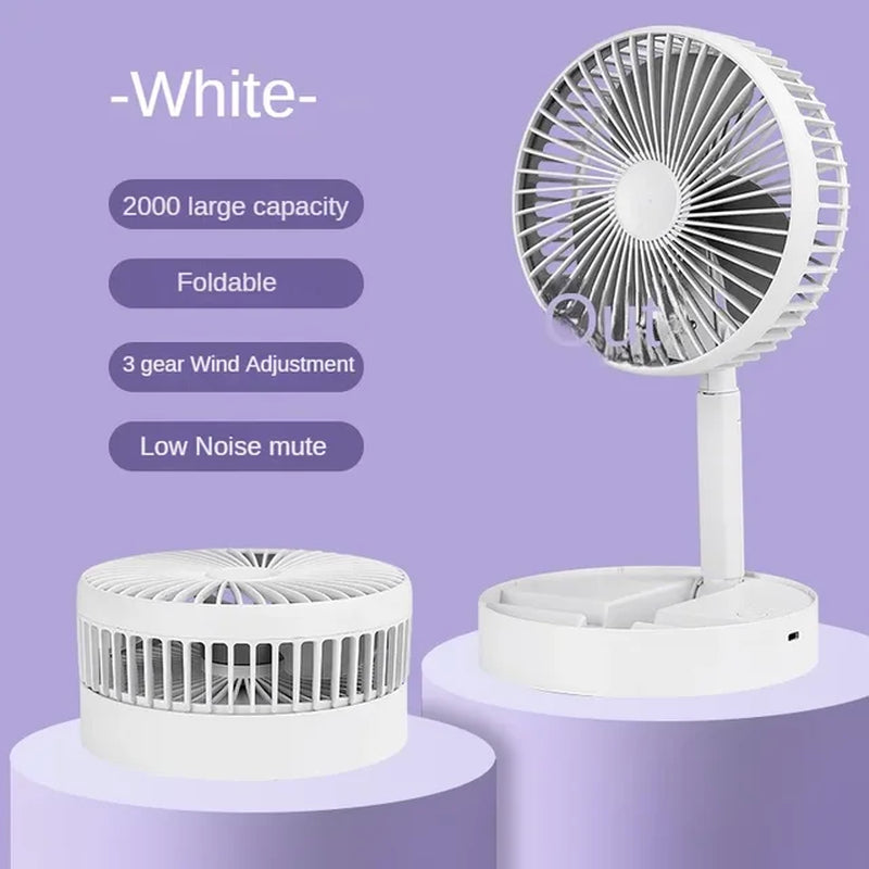 Portable USB Mini Fan - Foldable, Retractable, Low Noise with Long Battery Life