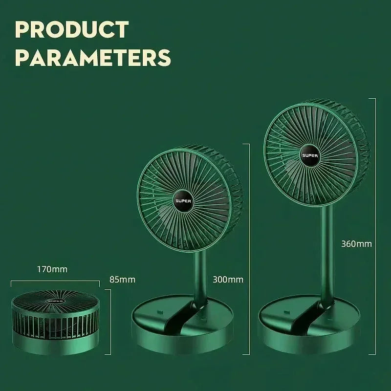 Portable USB Mini Fan - Foldable, Retractable, Low Noise with Long Battery Life